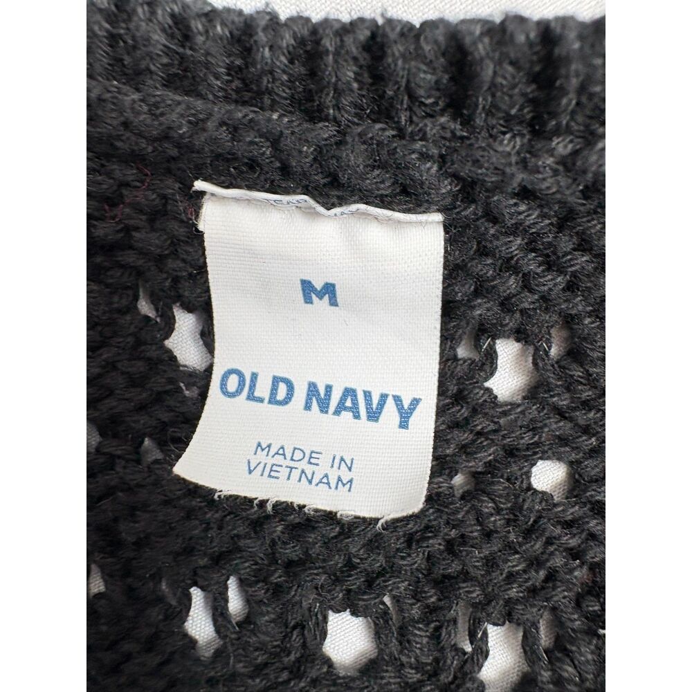 Old Navy Cotton Fitted Sleeveless Crochet Swim Cover Up Midi Dress Black Size M - Picture 9 of 12